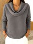 Casual Plain Mock Neck Long Sleeve T-shirt