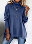 Women Cotton Plain Long Sleeve Comfy Casual Sweater