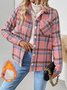 Women Spring/Fall Outerwear Casual Geometric Long Sleeve Shirt Collar Jacket