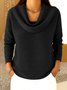 Casual Plain Mock Neck Long Sleeve T-shirt