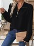 Casual Shawl Collar Plain Sweatshirt
