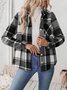 Women Spring/Fall Outerwear Casual Geometric Long Sleeve Shirt Collar Jacket