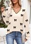 Women Cotton Geometric Long Sleeve Comfy Casual Sweater