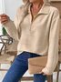 Casual Shawl Collar Plain Sweatshirt
