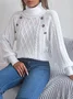 Women Cotton Plain Long Sleeve Comfy Casual Sweater