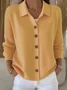 Women Plain Long Sleeve Comfy Casual Buttoned Cardigan