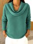 Casual Plain Mock Neck Long Sleeve T-shirt