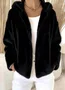Women Winter Outerwear Casual Plain Long Sleeve Hoodie Jacket