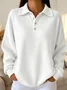 Casual Plain Shawl Collar Long Sleeve T-shirt