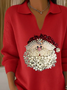 Women Santa Claus Long Sleeve Comfy Casual Printing Sweater