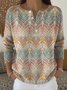 Women Geometric Long Sleeve Comfy Casual Sweater
