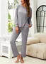 Regular Fit Plain Crew Neck Casual Pajama Set