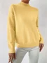 Women Plain Long Sleeve Comfy Street Split Joint Sweater