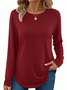 Casual Plain Color Crew Neck Long Sleeve T-shirt