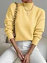 Women Plain Long Sleeve Comfy Street Split Joint Sweater