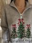 Casual Shawl Collar Christmas Sweatshirt Printing
