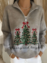 Casual Shawl Collar Christmas Sweatshirt Printing