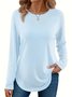 Casual Plain Color Crew Neck Long Sleeve T-shirt