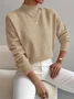 Women Plain Long Sleeve Comfy Street Split Joint Sweater