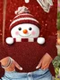 Casual Christmas Snowman Crew Neck Long Sleeve T-shirt
