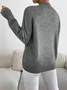 Women Plain Long Sleeve Comfy Street Split Joint Sweater