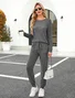 Crew Neck Casual Plain Pajama Set