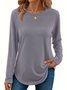 Casual Plain Color Crew Neck Long Sleeve T-shirt