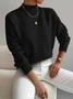 Women Plain Long Sleeve Comfy Street Split Joint Sweater