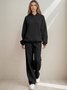 Women Plain Two-Piece Set Daily Long Sleeve Casual Spring/Fall Top With Pants Matching Set