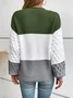 Women Cotton Color Block Long Sleeve Comfy Casual Sweater