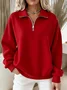 Casual Shawl Collar Plain Sweatshirt Printing