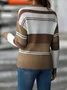 Women Cotton Color Block Long Sleeve Comfy Casual Sweater