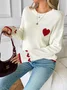 Women Cotton Plain Long Sleeve Comfy Casual Sweater