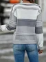 Women Cotton Color Block Long Sleeve Comfy Casual Sweater