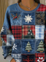 Casual Crew Neck Christmas Sweatshirt Printing