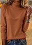 Women Cotton Plain Long Sleeve Comfy Casual Sweater