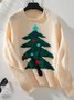 Women Cotton Geometric Long Sleeve Comfy Casual Sweater