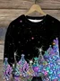 Casual Crew Neck Christmas Sweatshirt Printing