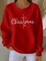 Casual Crew Neck Christmas Sweatshirt Printing
