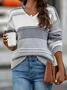Women Cotton Color Block Long Sleeve Comfy Casual Sweater
