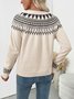Women Cotton Geometric Long Sleeve Comfy Casual Sweater