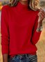 Women Cotton Plain Long Sleeve Comfy Casual Sweater