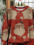 Casual Crew Neck Santa Claus Sweatshirt Printing