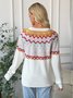 Women Cotton Geometric Long Sleeve Comfy Casual Sweater