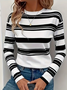 Casual Striped Crew Neck Long Sleeve T-shirt