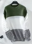 Women Cotton Color Block Long Sleeve Comfy Casual Sweater