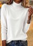 Women Cotton Plain Long Sleeve Comfy Casual Sweater