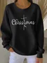 Casual Crew Neck Christmas Sweatshirt Printing