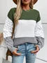 Women Cotton Color Block Long Sleeve Comfy Casual Sweater