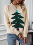 Women Cotton Geometric Long Sleeve Comfy Casual Sweater